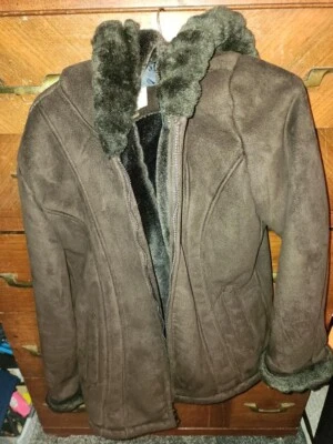 Suede Coat With Hood, Sonoma, Brown, Size Med - Image 1 of 4