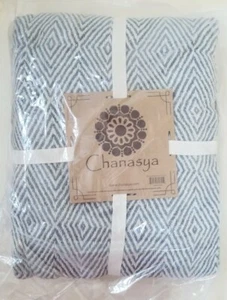 Chanasya Textured Knit Blue/Gray Throw Blanket with Tassels & 2 Pillows Cases - Picture 1 of 1