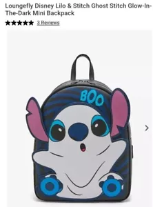 Mini Mochila Loungefly Lilo & Stitch Ghost Boo Brilla en la Oscuridad Nueva con Etiquetas - Imagen 1 de 7