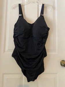 ISAAC MIZRAHI LIVE! Bridgehampton 1-Piece Swimsuit BLACK sz 20W - Picture 1 of 4