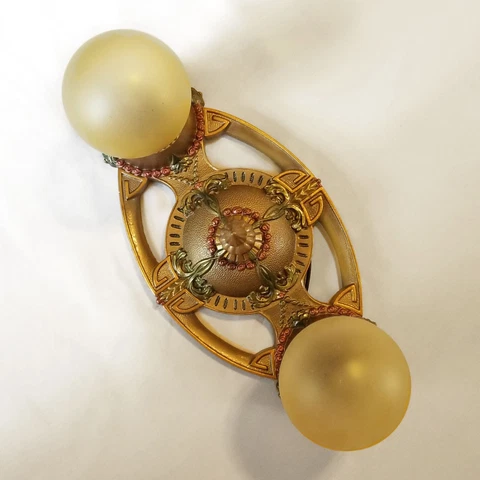 VINTAGE Art Deco LIGHT FIXTURE - RIDDLE, Circa 1920's, Ornate Design, RESTORED Cover