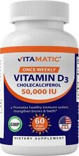 Vitamatic Vitamin D3 50,000 IU (as Cholecalciferol), Once Weekly Dose, 1250 mcg,