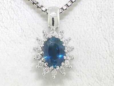 Saphir Anhänger 585 Weißgold 14Kt Gold natürlicher blauer Saphir  14 Brillanten  - Bild 1 von 4