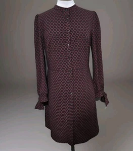 Banana Republic rot und schwarz Langarm Tie Manschette Shirt Kleid Damengröße 8 neu mit Etikett - Bild 1 von 16