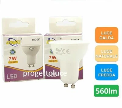10 PEZZI LAMPADA LED GU10 7W FARETTO DRIWEI SMD SPOTLIGHT CALDA NATURALE FREDDA  - Immagine 1 di 2