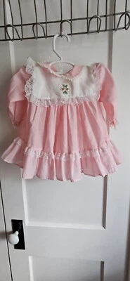 De Colección Bryan Delantero Volantes Encaje Rosa Blanco Rayas Bebé Niña Vestido Babero Talla 18 Meses Foto 1 de 4