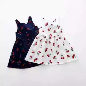 Brand Baby Girl Printed Cherry Dress Kids Children's Clothing Sleeveless Dresses - Picture 1 of 10