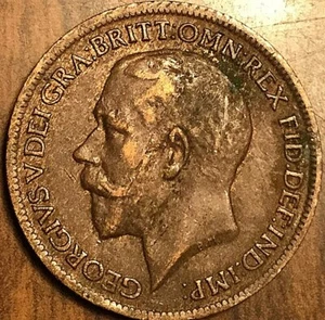 1918 UK GREAT BRITAIN FARTHING COIN - Picture 1 of 2