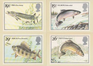 UK - British River Fish (4no. Used PHQ Cards) 1983 - Picture 1 of 2