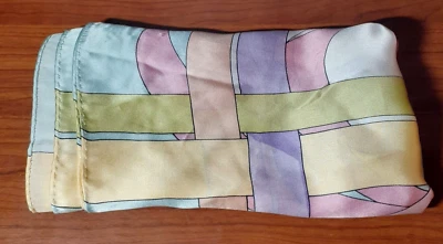 Vintage Silk Scarf Pastel Colored Bows Hand Rolled Edge 35" square - Image 1 of 4