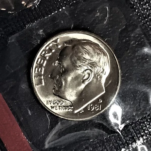 Moneda de diez centavos D BU Roosevelt 1981 brillante sin circular de original como nueva en violonchelo BU - Imagen 1 de 2