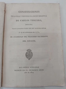 CONSTITUCIONES DE LA REAL DISTINGUIDA ORDEN ESPANOLA DE CARLOS TERCERO...  1804 - Imagen 1 de 4