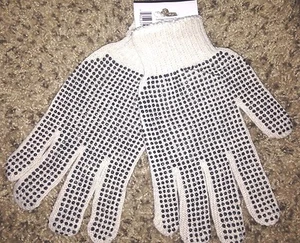 12 Pair Pack Double Side PVC Dotted (Polka) Cotton Industrial & Work Gloves L - Picture 1 of 1