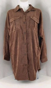 Ashley Utility Collection Brown Corduroy Button Up Tunic Top. Size Large  - Picture 1 of 9