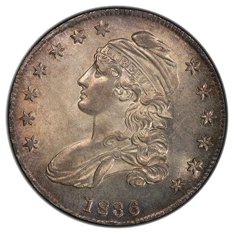 1836 O-110 50C Lettered Edge Capped Bust Half Dollar PCGS MS62 Cover