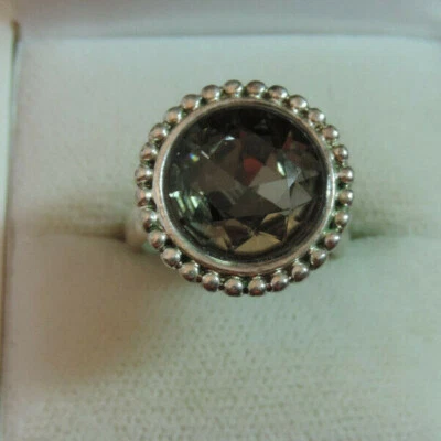 Pilgrim Denmark Gray Grey Rhinestone Solitaire Silver adjustable Ring  CL 92 - Image 1 of 2