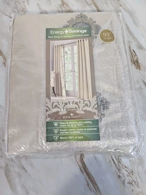 JCP Royal Velvet Plaza Embroidery Grommet 2 Panels 50x95 Ivory Biege  Blackout - Image 1 of 4