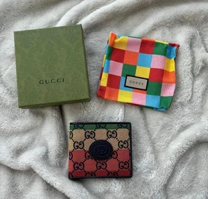 Gucci Rainbow Multicolour Monogram GG Bi-Fold Wallet - New - Authentic - Picture 1 of 2