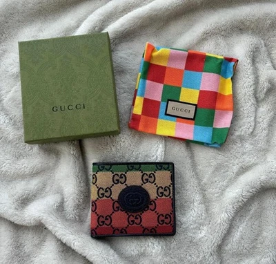 Gucci Rainbow Multicolour Monogram GG Bi-Fold Wallet - New - Authentic - Image 1 of 2