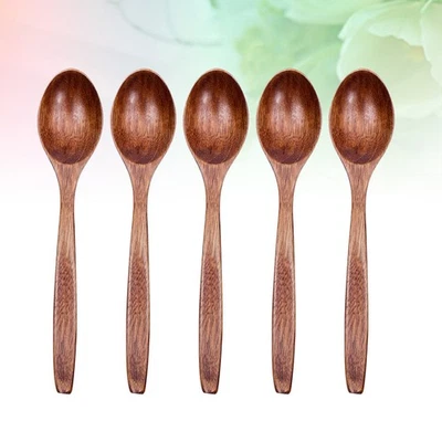  5pcs Anti-scald Natural Wooden Spoon Set for Eating Mixing Stirring Cooking - Image 1 of 4