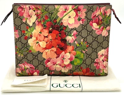 Autentica pochette Gucci stampa floreale GG Supreme con sacchetto antipolvere NS110547 - Immagine 1 di 4