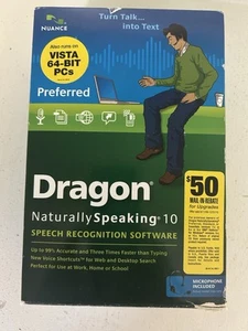 NUANCE DRAGON NATURALLY SPEAKING PREFERRED 10 SPEECH RECOGNITION SOFTWARE-NUANCE - Picture 1 of 8
