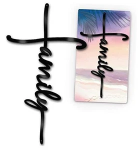  Family Sign Metal Cross Wall Decor, 18"X9" Black Home Word Family 17.5"X9" - Picture 1 of 8