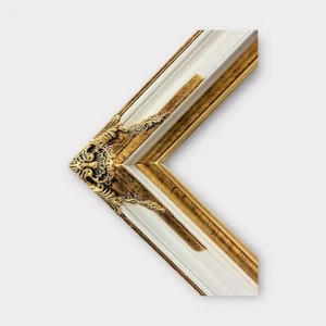 24 x 36 En stock - Cadre classique en bois orné, cadre blanc, cadre feuille d'or, personnalisé - Photo 1/11