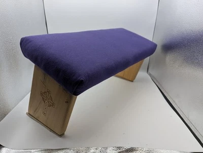 MeditationBench.com Folding Meditation Bench Purple Celtic Cross Angled Legs - Image 1 of 4