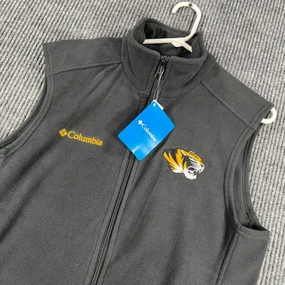 Missouri Tigers Mizzou Fleece Mens Small Columbia Black Sleeveless Full Zip New - Image 1 of 4