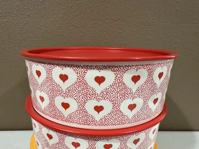 Bote de galletas/aperitivos Tupperware One Touch rojo/copos de nieve/San Valentín/naranja Foto 1 de 4