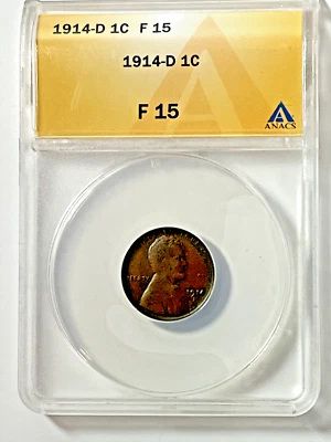 1914-D Lincoln Cent : ANACS F15 - Image 1 of 4