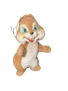 Vintage Walt Disney Flocked Christmas Ornament Dale Chipmunk With Tag 3 1/2 " - Picture 1 of 8