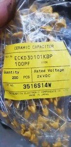 LOT OF 200 PCS PANASONIC ECKD3D101KBP 100pf 2kvdc - Picture 1 of 1