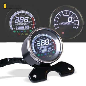 Universal 12V Motorcycle LCD Digital Odometer Speedometer Tachometer Fuel Gauge - Picture 1 of 9