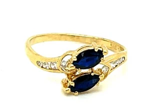 Sapphire and Diamond Ring in 14k Yellow Gold - Picture 1 of 2