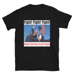 Donald Trump FIGHT Shooting Assassination MAGA T-Shirt kurzärmelig Unisex - Bild 1 von 5