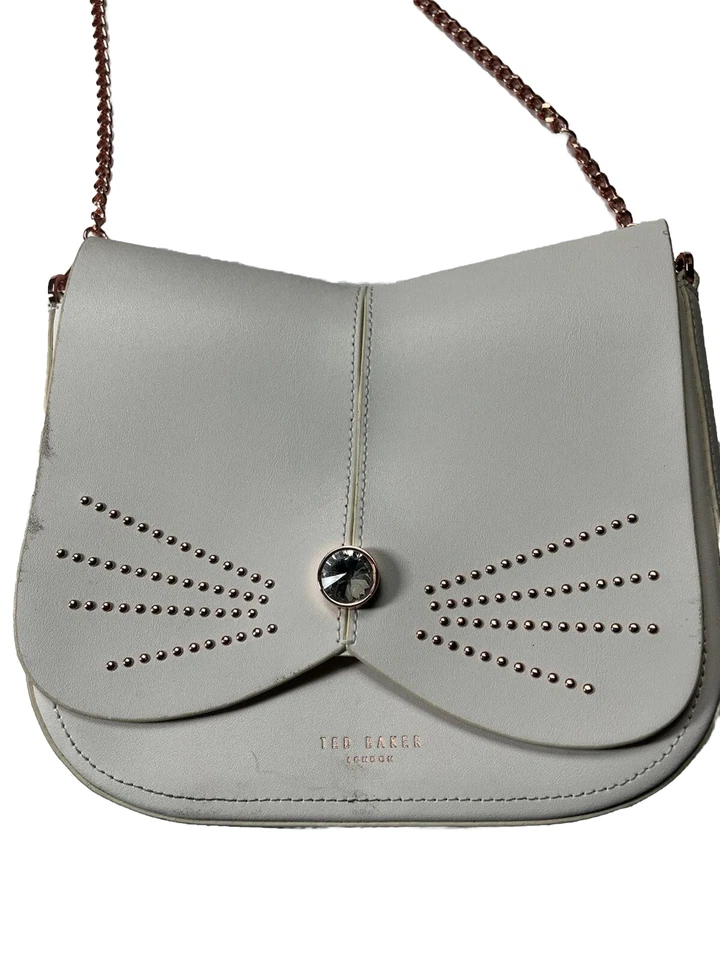 Ted Baker белый Cat цепочка через плечо сумочка сумка стразы запонки розовое золото тон - Изображение 1 из 4