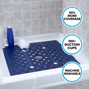 65% MORE COVERAGE! SlipX Solutions Navy Blue Extra Large Shower Mat (27")