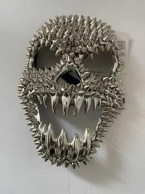 Máscara de fiesta de Halloween cara completa calavera aterradora con espiga plateada brillante nueva Foto 1 de 2