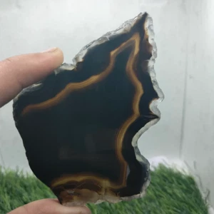 442 CT onice nera naturale a fascia grezza, agata onice pietra preziosa lucida, fetta di onice - Foto 1 di 4