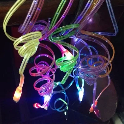 LED LIGHT CHANGE USB Charging Cable charger FOR Apple iphone 4S 5 6 7 galaxy s3 - Image 1 of 4