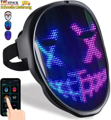 LED Maske mit Gestenerkennung Halloween Kostüm Tanzmaske Beleuchtete Maske DE - Bild 1 von 4