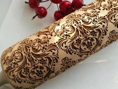Damask Embossing Textured Speingerle Rolling pin Cookie Cake Gingerbread Stamp - Image 1 of 4