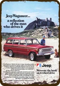 1977 JEEP WAGONEER SUV 4-Radantrieb 4X4 Vntg-Look DEKO REPLIKAT METALLSCHILD - Bild 1 von 1