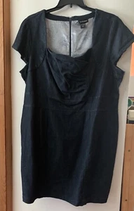 LANE BRYANT Blue Jean DRESS Plus Size 22 Dark Denim Cap Sleeves Sweetheart Neck - Picture 1 of 8