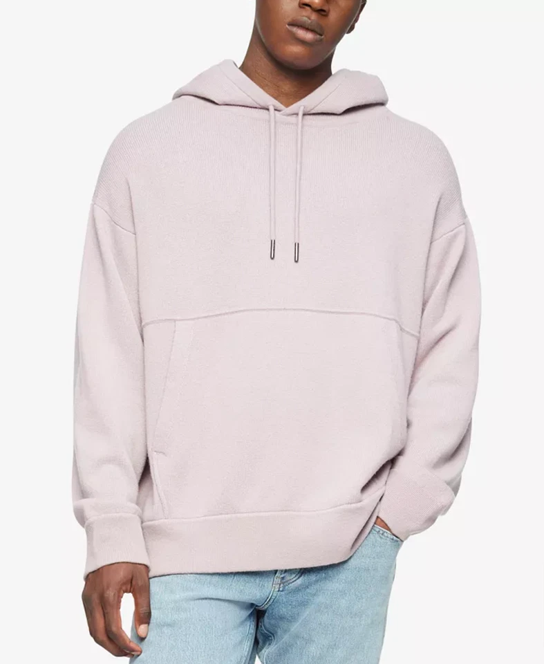 Calvin Klein длинным рукавом переработанный кашемир пуловер толстовка с капюшоном $198 новый с Ярлыками морской туман - Изображение 1 из 1