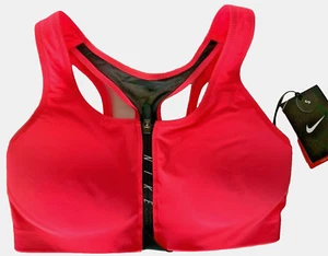 NEW NIKE PRO [S] Women's ZIP Medium Support Yoga/Gym Sports Bra-Pink 858429-617 - Picture 1 of 2