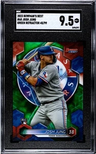 2023 Bowman’s Best #60 Josh Jung Green Refractor /99 SGC 9.5 Mint Texas Rangers - Picture 1 of 2