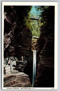 Veduta della Caverna Cascata, Watkins Glen NY cartolina d'epoca - Foto 1 di 2